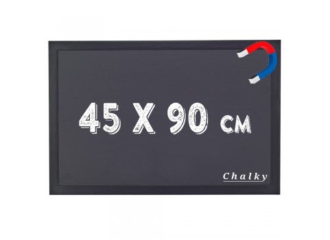 Chalky Manyetik Kara Tahta Siyah Çerçeveli 45x90 cm